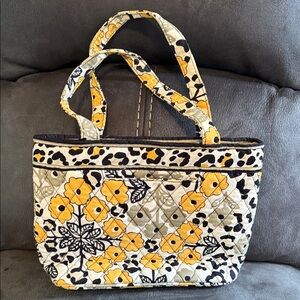 Floral Yellow and Black Women's Tote Bag